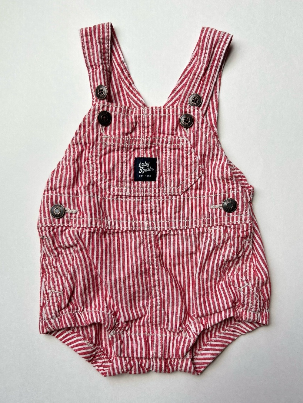 Baby B'gosh Red Stripe Cotton Overalls Romper